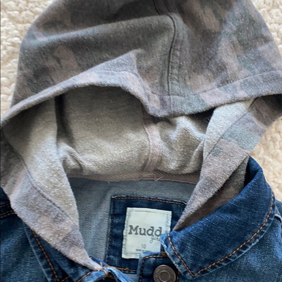 Kids Denim Hooded Jacket - Blue and Gray - Picture 5 of 7